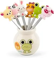 AUEAR Set of 6 Stainless Steel Fruit Forks Cute Animal Food Fruit Picks Forks Dessert Forks for Bento Lunch Box,Kids Party Choose
