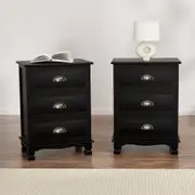 Artiss 2x Bedside Tables Side Table 3 Drawers Black