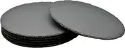 Argon Tableware Round Slate Placemats - 30cm - Pack of 6 - Black Natural Stone Slate Dinner Mats Dinnerware Plate Placemats for Kitchen, Home, Bar, Restaurant, Weddings, Events