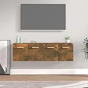 Wall Cabinets 2 Pcs Smoked Oak 60 x 36.5 x 35 cm - Engineered Wood Floating Storage with 2 Shelves, Wall-Mounted Organizer for Home, Office, Closet - Space-Saving, Moisture-Resistant Design