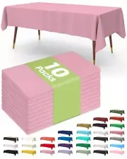 Plastic Table Cloth Disposable 10 Pack, 54 x 108 Inch Table Cloths for Valent...