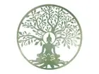 60cm Green Wall Art Buddha Tree of Life, Metal in Emerald Green