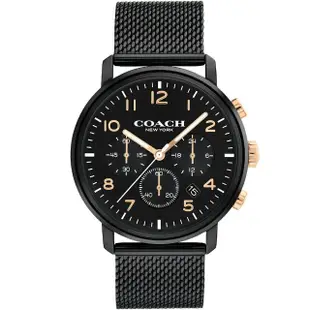 【COACH】官方授權經銷商 三眼計時米蘭帶時尚手錶-42mm/黑(14602605)
