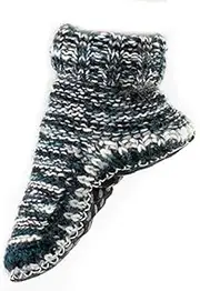 [Tibetan Socks] Wool Hand Knit Fleece Lined Mid Bootie Slipper Sock Non Slip Sole