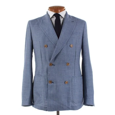 Luciano Barbera NWT Wool Blend Double Breasted Sport Coat Size 50 (40 US) Blues