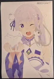 Emilia Re:Zero Anime Glossy Poster 16x11 Anime Isekai Fantasy Waifu Doujin v1