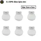 6 x Clear Glass Jars Spice Herb Seasoning Condiment Jam Storage Container 50ML