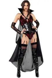 Roma Playboy Vampire Sequin & Lace Romper Adult Women Costume Halloween Pb115
