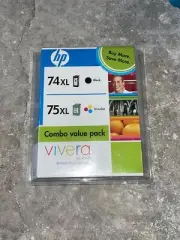 HP Vivera 74XL Black & 75XL Tri-Color New Ink Combo Value Pack 2010 Dated Sealed