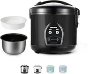 [Moosum] Rice Cooker with One Touch for Asian Japanese Sushi Rice, 10-cup Uncooked/20-cup Cooked, Fast&Convenient Cooker with Steamer, Stainless Steel Housing