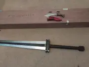 Berserk Gut's Sword Carbon Steel 43" Full Tang Handmade with Knife+Box Like New