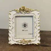 Handmade Resin Picture Frame Square Edge Frame 3 x 3.5” White & Gold Edge ZXT