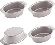 CHEFMADE Mini Cheese Cake Pan Set, 3.7-Inch 4Pcs Non-Stick Oval Cake and Loaf Bakeware, FDA Approved for Oven and Instant Pot Baking (Champagne Gold)