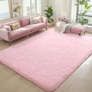 Fluffy Pink Area Rugs for Bedroom Girls Room, 9x12 Cute Shag Large Rugs for