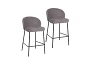 Raimon Furniture Set Of 2 Chiara Boucle Fabric Kitchen Counter Bar Stools 66cm Metal Frame - Pewter