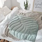 Leaf Blanket, 56x42inch Green Leaf Shaped Baby Sleeping Mat, Soft Cotton Kids Play Carpet, Crawling Rug Pad for Toddlers Babies' Room Decorations