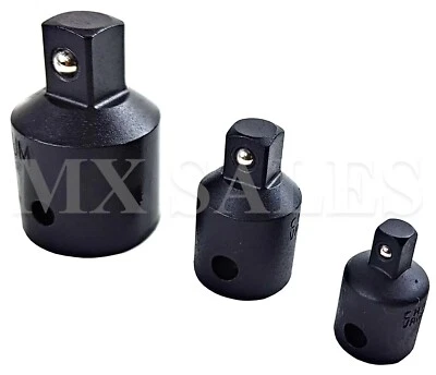 3-PC IMPACT REDUCER SOCKET ADAPTERS SET 1/2, 3/8 to 3/4" CR-V