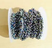 50 feet bulk roll chain, 3mm mystic pyrite grape chain, silver plated rosary