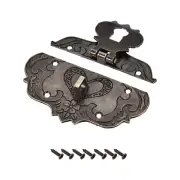 Wood Case Box Hasp 76x56.5mm Zinc Alloy Antique Latches with Screws, 2 Pcs