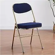 Padded Folding Chairs Velvet Foldable Table Chair Stool with Thick Padded Seats,Steel Frame Indoor Visitor Chair Event Chair for Living Room(Blue)