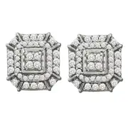 10k Yellow Gold Round Diamond Octagon Frame Geometric Cluster Earrings 1/2 Cttw