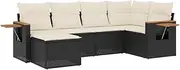 vidaxl - Modular Garden Sofa Set with Cushions - Black Poly Rattan Patio Furniture - Outdoor Terrace/Lounge Seating with Storage - Flexible Arrangement and Washable Covers