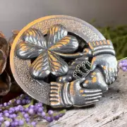 Classic Claddagh Shamrock Brooch Irish Ireland Pewter Pin