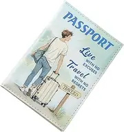 [Generic] Passport Travel Passport Passport Cover Couple Print - Waterproof Credit Card Wallet Credit Card Button Pocket for Men Couple, Blue, Singola , Blue, Singola , Please refer to the