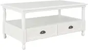 Coffee Table Wood with Storage, Modern White Finish - Perfect Table for Living Room, Center of Your Farmhouse, 100x55x45 cm