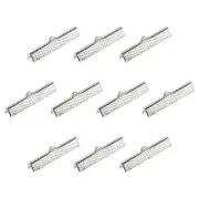 200Pcs Ribbon Crimp Clamp Ends 35mm Cord End Clasp for DIY Craft Silver Tone