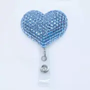 Blinged Lt Blue Heart Retractable ID Badge Reel / ID Badge Holder / AZblinger