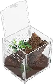 Abaodam Transparent Reptile Feeding Box for Jumping Spiders Compact Micro Habitat Enclosure for and Frogs View Terrarium for Easy Observation