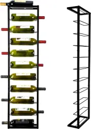 Wall Mounted Wine Rack: Metal Hanging 10 Bottle Wine Holder - Black Wine Storage