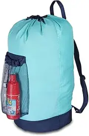 Daly Kate Backpack Laundry Bag Laundry Backpack with Shoulder Straps and Mesh Pocket Durable Nylon Laundry Washing Backpack with Drawstring Closure for College Travel Laundromat Apartment-Blue