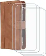 Cover for Realme P3x 5G + 4 Slice HD Tempered Glass,Shell Bracket Bumper Protective Back Case - Anti-Scratch Screen Protector for Realme P3x 5G (6,72")-XHD-Brown