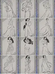 Topps Disney Collect Leading Ladies 2025 LE Silver Sparkle Royal Sketch Set