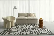 Walvis Cream and Grey Aztec Washable Rug