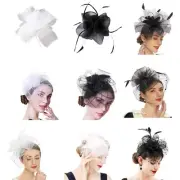 Women Fascinator Headband Pillbox Hat Cocktail Tea Party Fascinator Veil