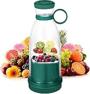 Portable Blender for Fresh Juice, Portable Blender for Shakes and Smoothies with 14.2 Oz Travel Cup and Lid, Rechargeable Travel Blender Fruit Veggie Juicer Cup (Green)