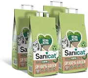 Sanicat - 100% Green Natura Activa Clumping Vegetable Litter | High Absorption and Naturally Forms Clumps | Recycled, Biodegradable, and compostable Product | 4x2,5 kg Capacity.