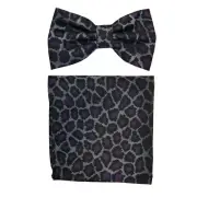 Men's Pre-tied Bow Tie & hankie set polyester purple animal snake print wedding