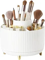 TOMVAES Large Capacity Makeup Brush Holder,360° Rotating Makeup Organizer,5 Slot Makeup Brushes Cup,for Vanity Decor,Bathroom Countertops,Desk Storage Container,Cosmetic Display Cases