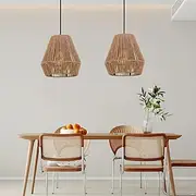Country Vintage Braided Rope Pendant Light, Artistic Hollow Design, 20cm Height, Warm White/White Light, E26/E27, Adjustable Chain