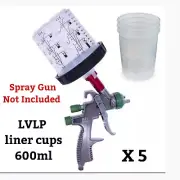 Car respray LVLP Spray Gun CUP PAINT LINERS X 5 Auto Paint REPAIRS 2K ACRYLIC