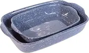 TUSIMI Ceramic Bakeware Set of 2,Casserole Baking Dish Ceramic, Rectangular Porcelain Bakeware Serving Dish Lasagna Pan Stoneware for Oven, Microwave, Convection Oven, Dishwasher Safe(Blue)