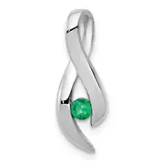 14k White Gold 3mm Emerald Pendant