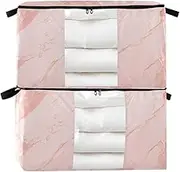 Yoogain 95 L zippered under bed shoe storage with Reinforced Handles, clear window clothes storage organizer for Clothing, Blanket, Bed Sheets, Pillows