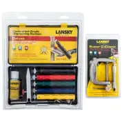 Lansky Deluxe Knife Sharpening System 5 Hone Stone Sharpener LKCLX & C-Clamp