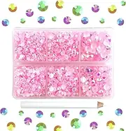 Multi Size 3mm 4mm 5mm Jelly AB Rhinestones for Tumblers - Non Hotfix & Round Flat Back, Resin Rhinestones for DIY Cups Nails Crafts (Light Pink AB)