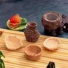 2pcs Mini Bamboo Basket Chair Dustpan Dolls House Accessories